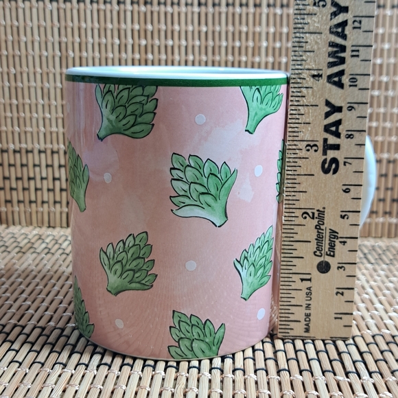 Bois d' Arc by for The Essex Collection Coffee Cup Artichoke Mug Pink & Green - Picture 8 of 11